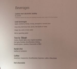 a menu of beverages