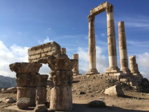 a stone pillars and a stone archway