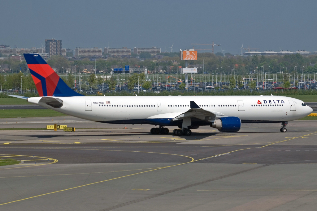 a plane on the runway