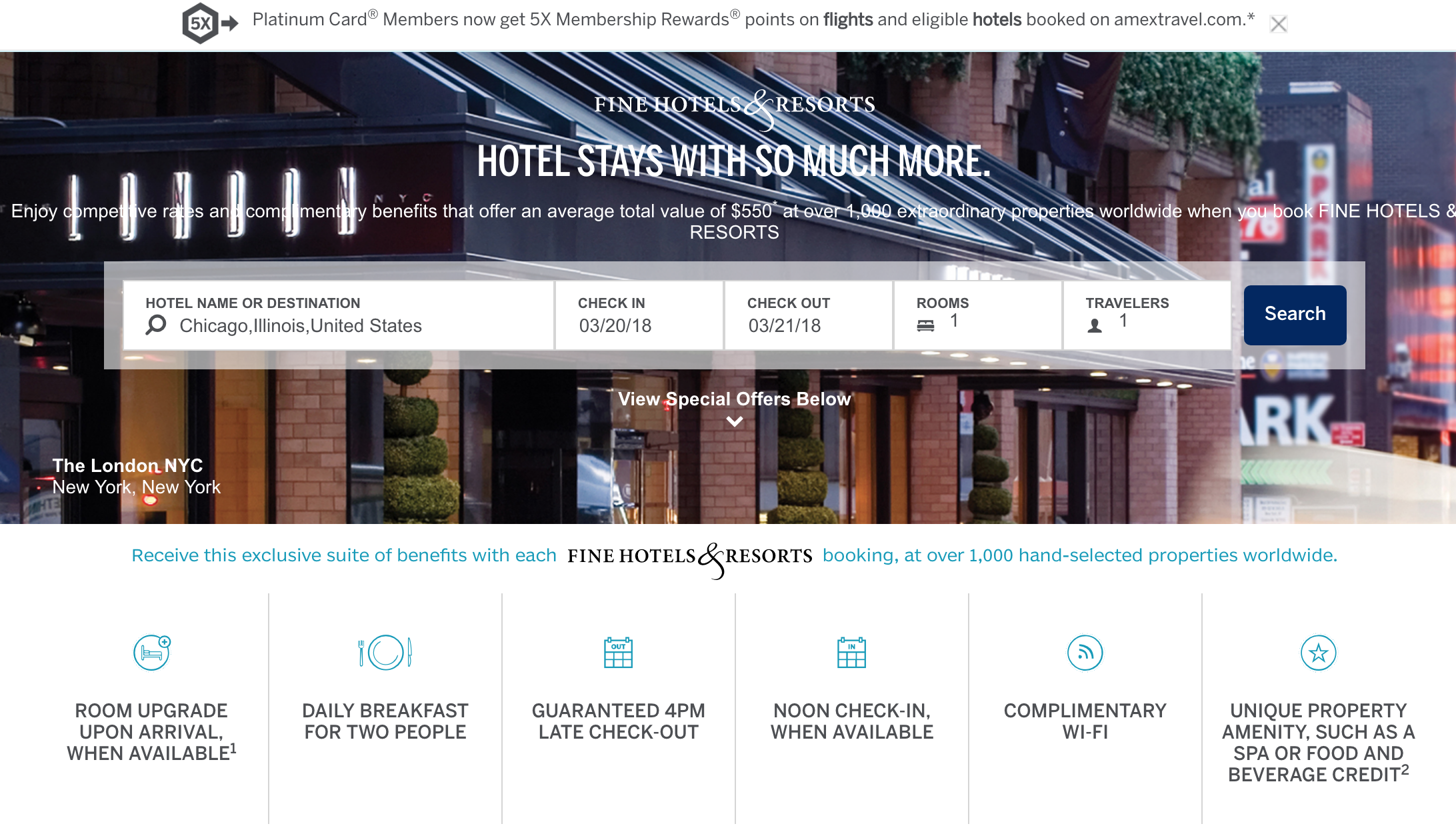 American Express Fine Hotels and Resorts Landing Page (Image: American Express)