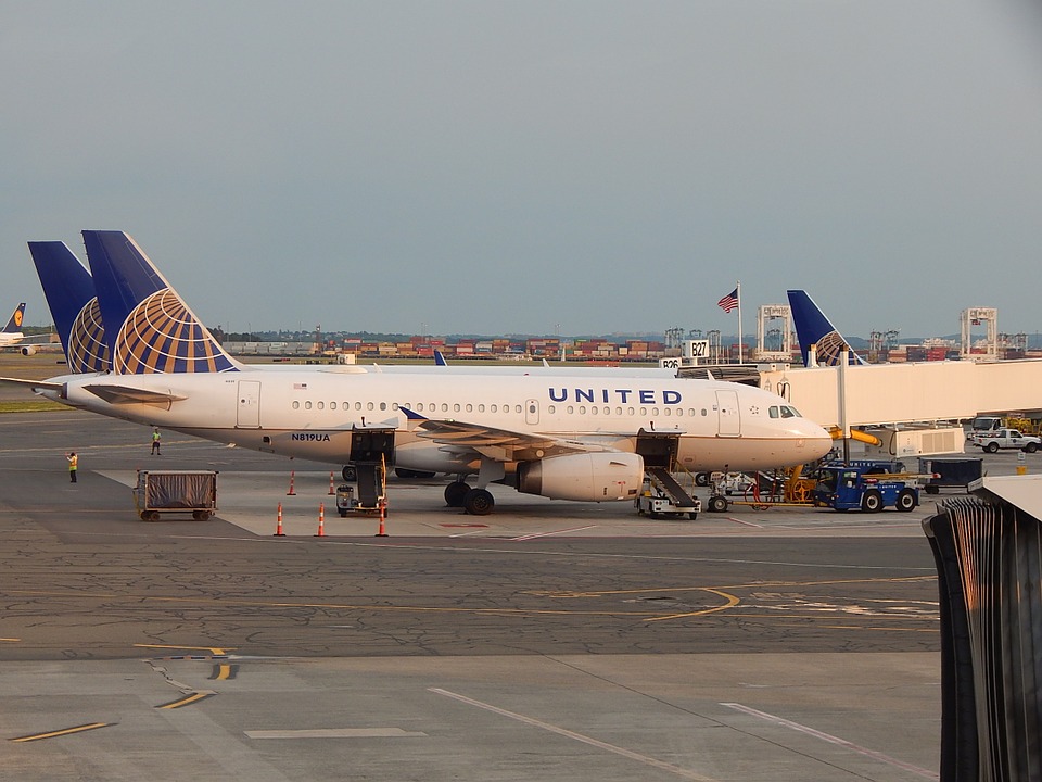 a plane is parked at an airport