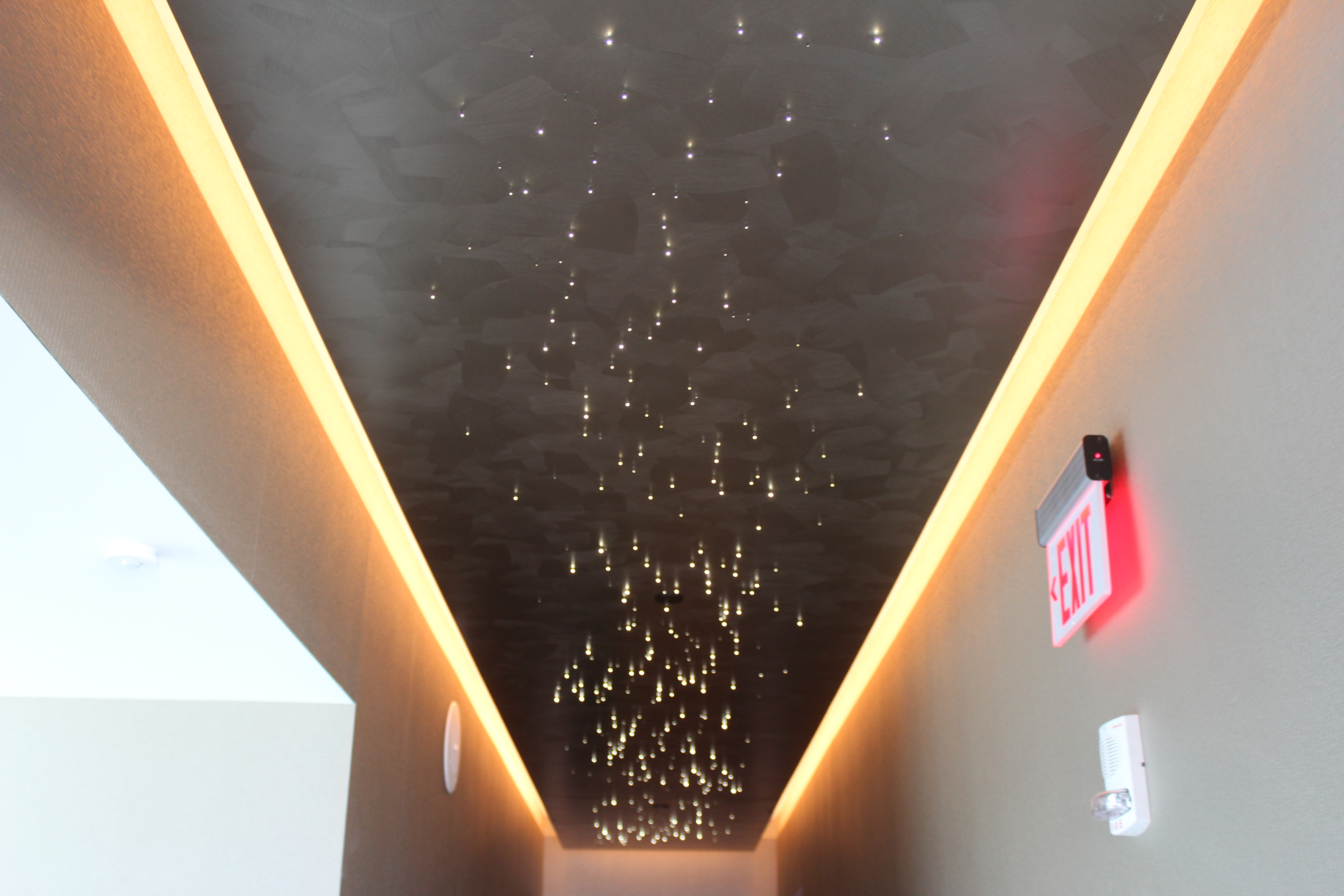 United Polaris Lounge San Francisco Starry Ceiling in a Hallway