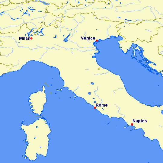 a map of italy with cities