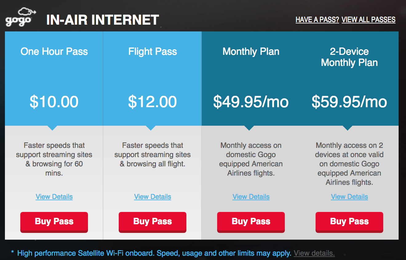 Gogo 2Ku Pricing American Airlines