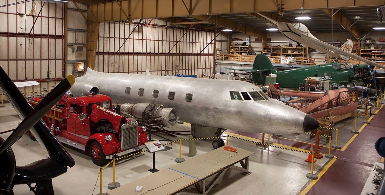 a plane in a hangar