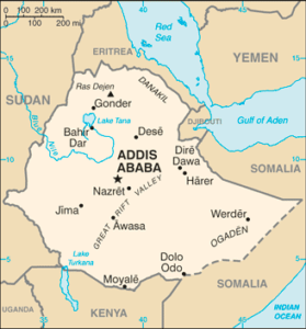 Map of Ethiopia and Eritrea
