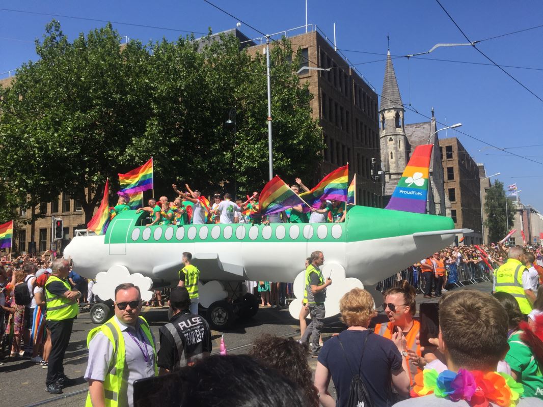 a group of people on a float in a parade