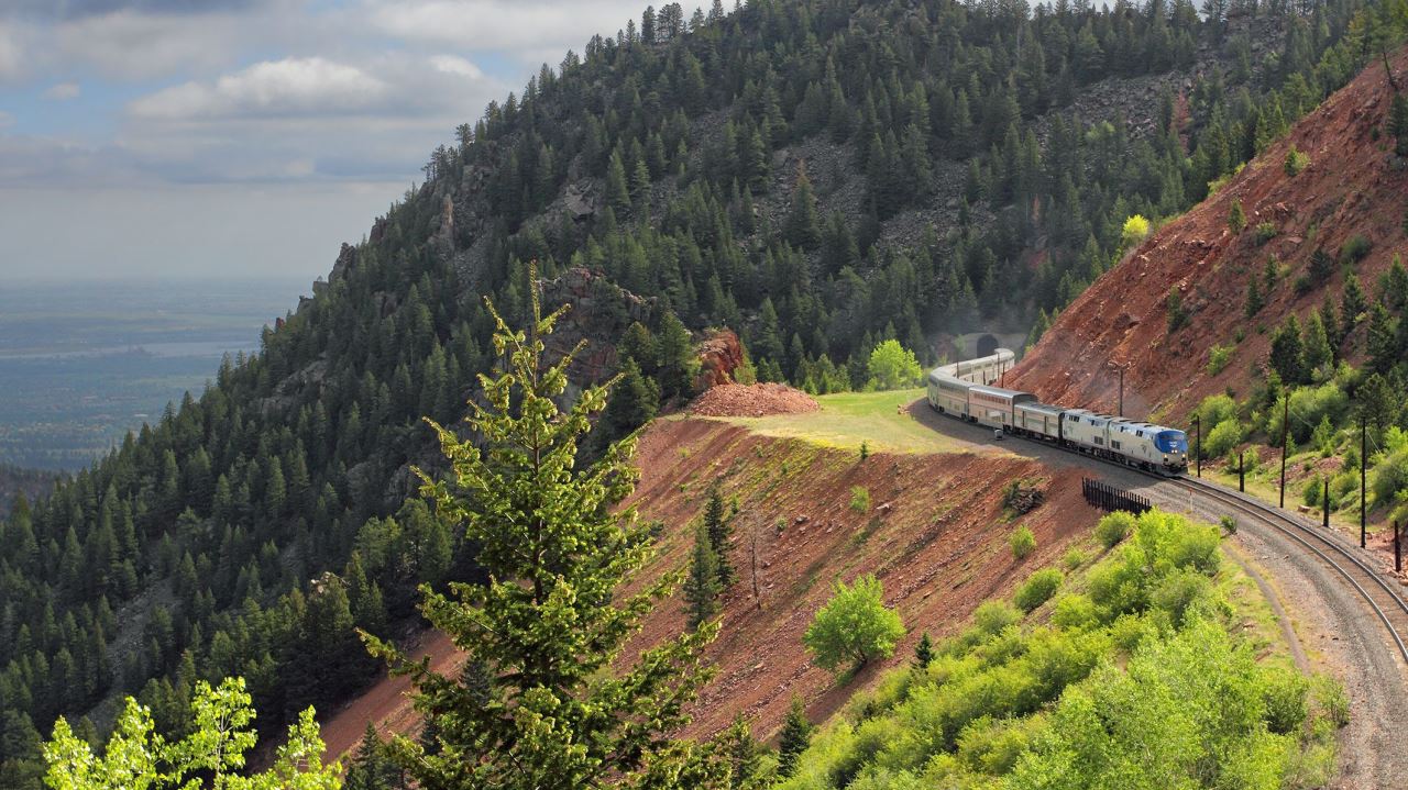 a train on a mountain