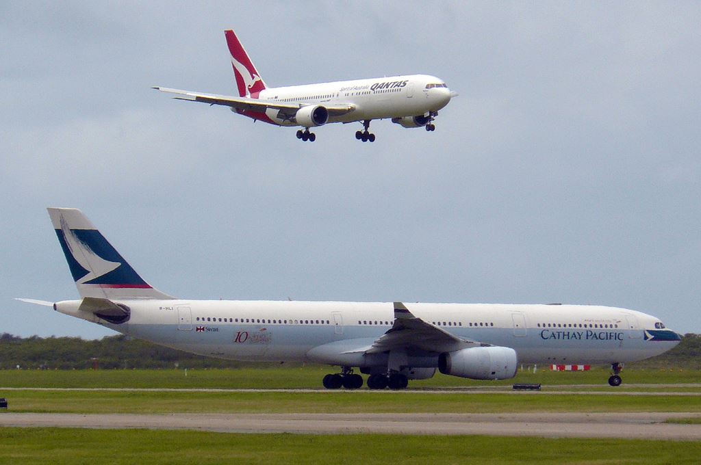 a large airplane taking off