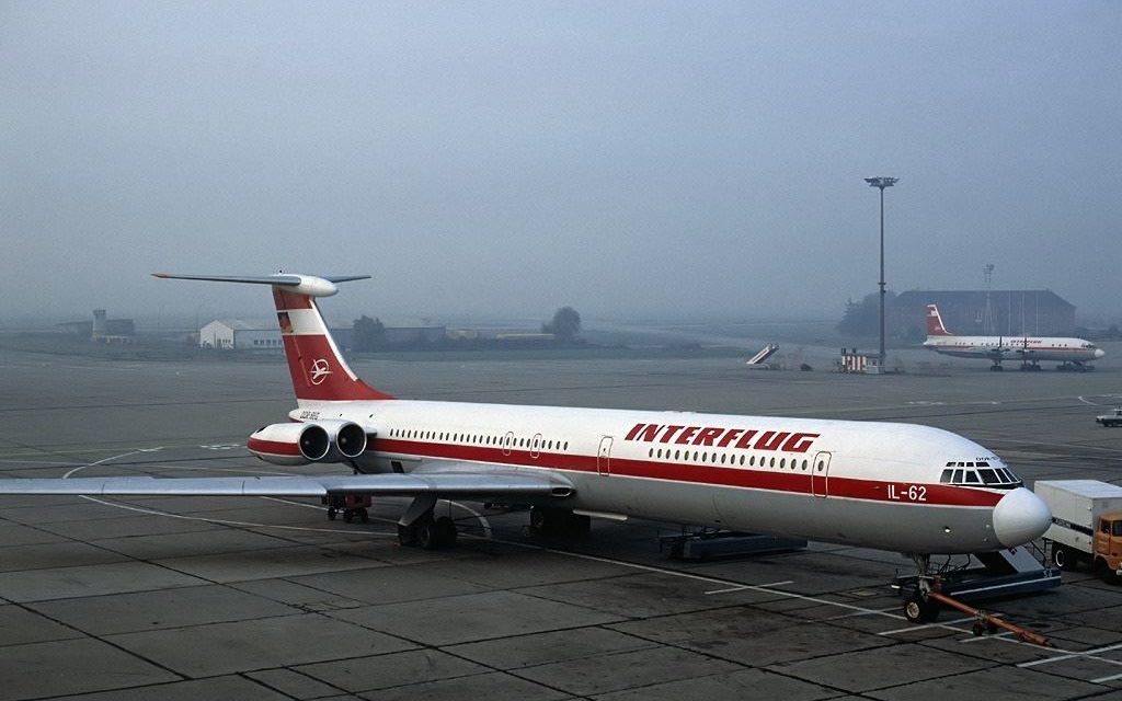 Here’s a great video of an Interflug IL-62 landing on a grass strip