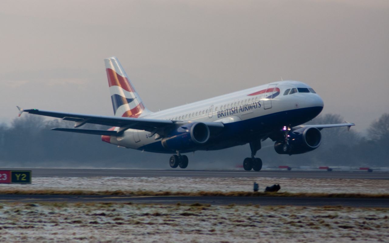 a plane taking off from a runway