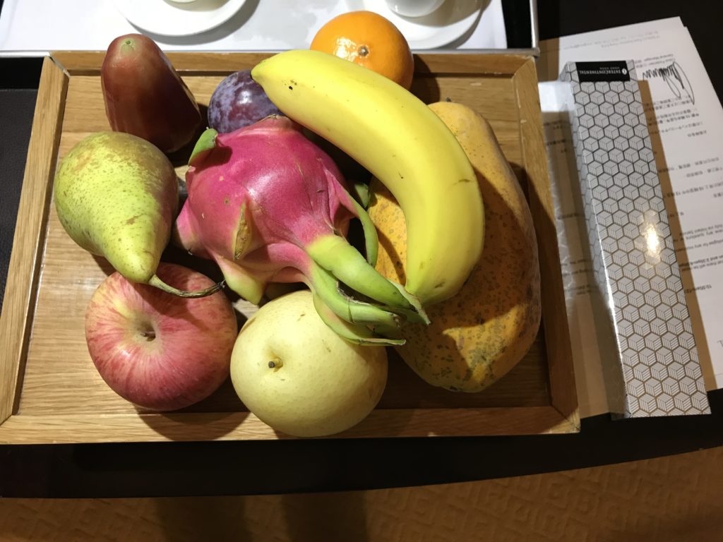 a tray of fruit on a table