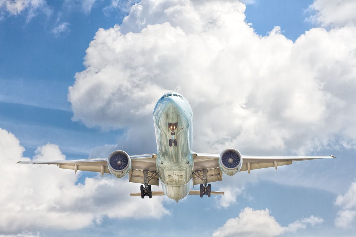 a plane flying in the sky