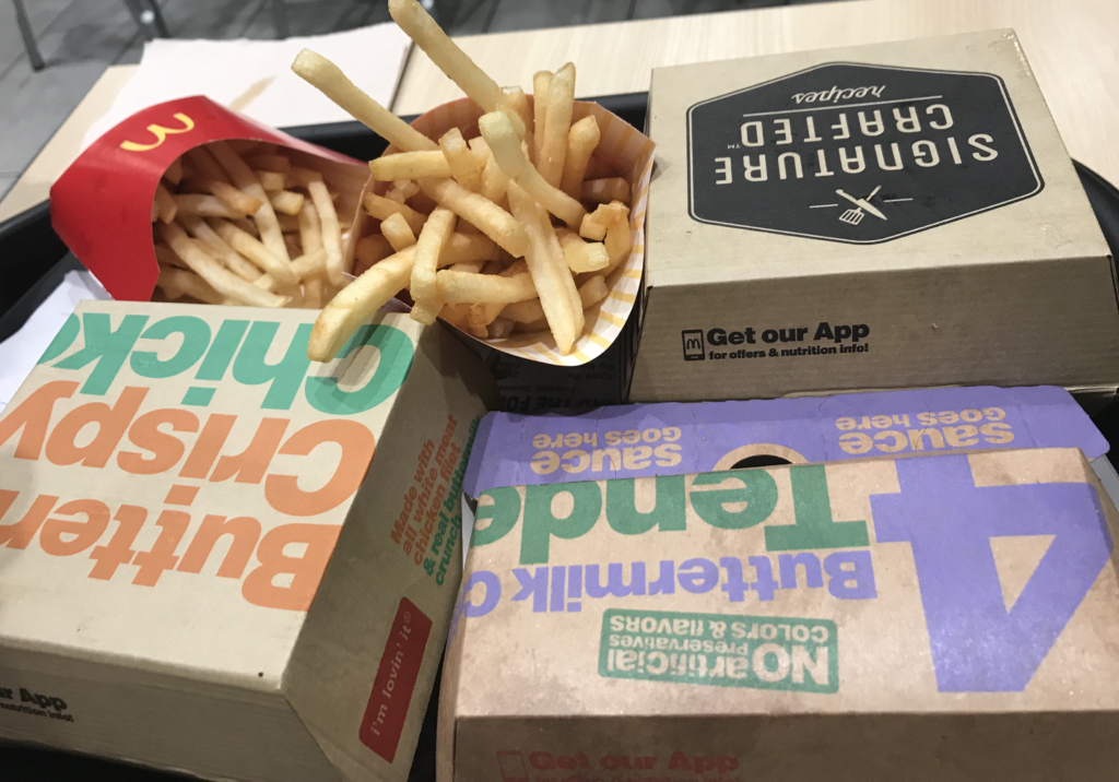 french fries in a paper container