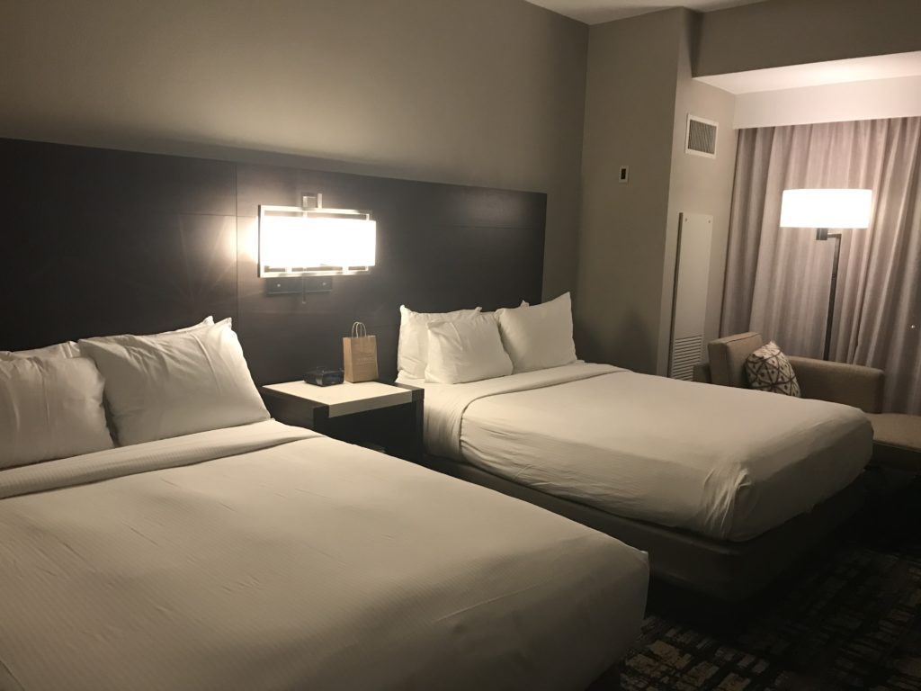 two beds in a hotel room