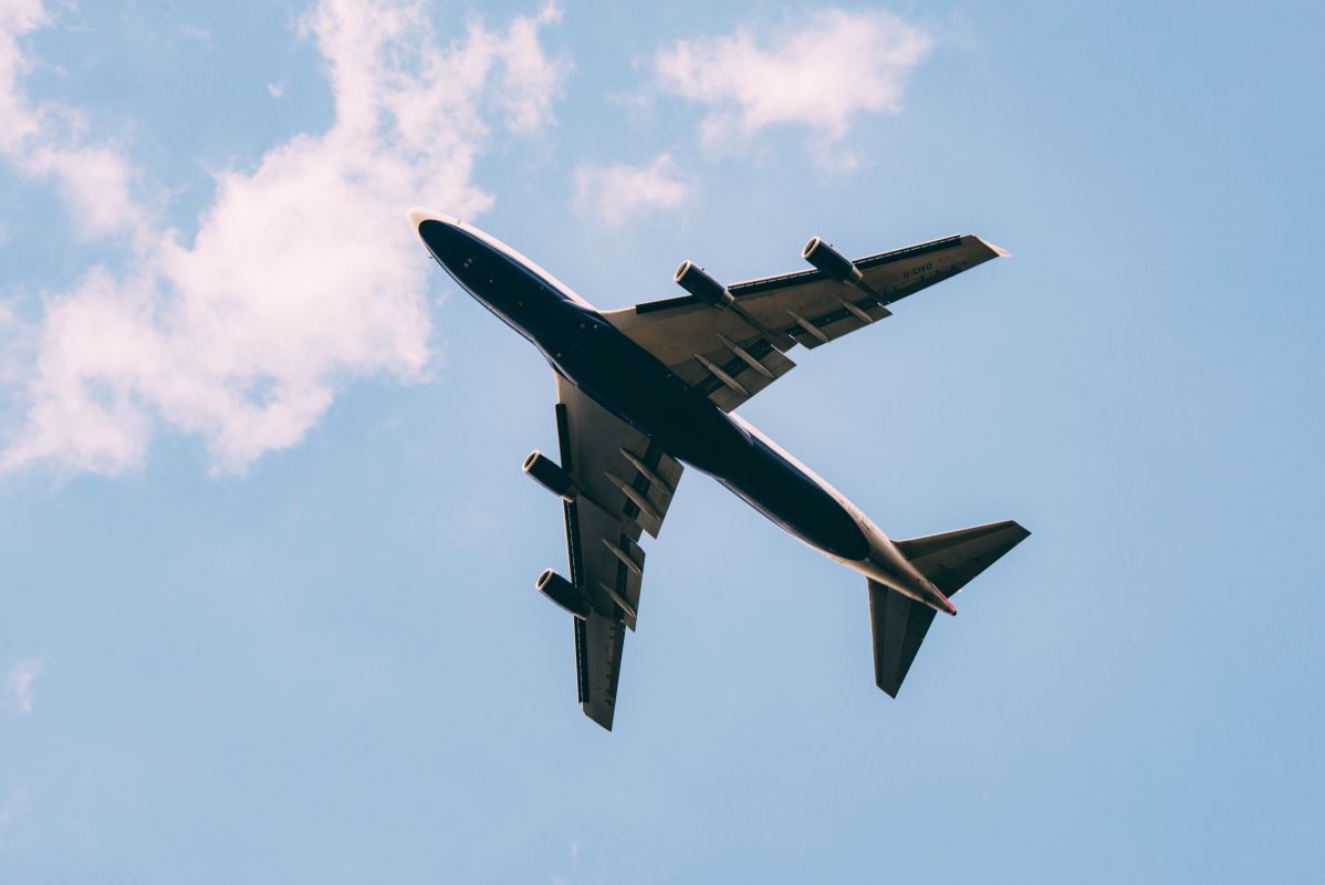 a plane flying in the sky