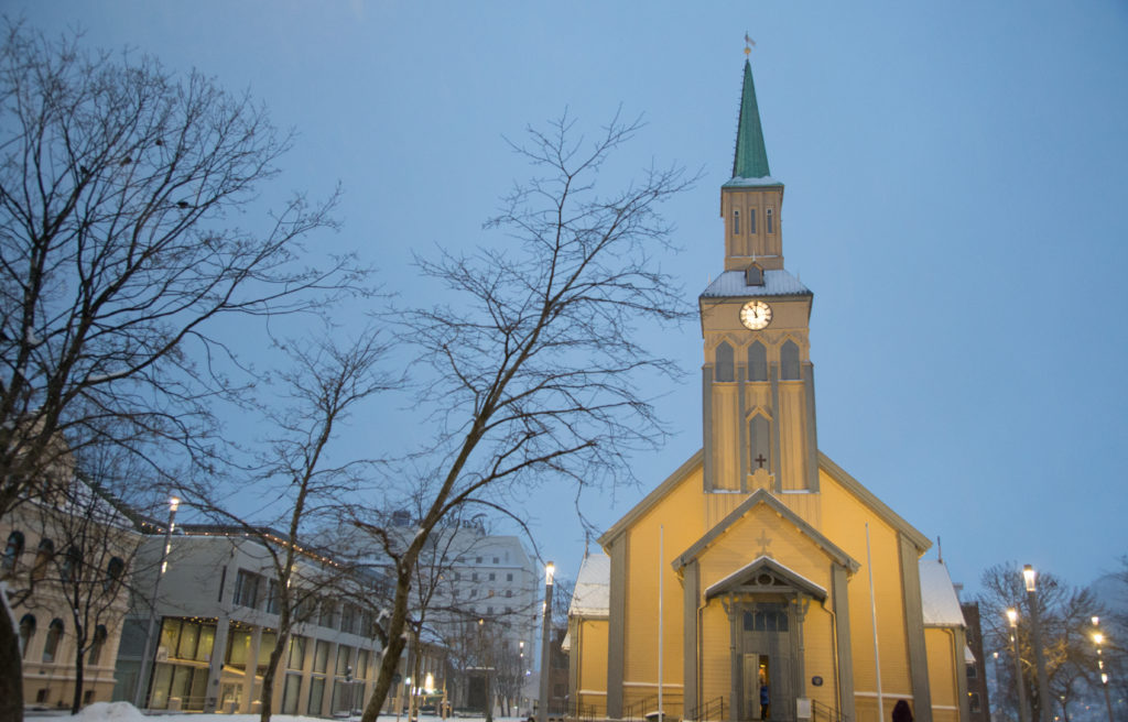 a church with a clock tower