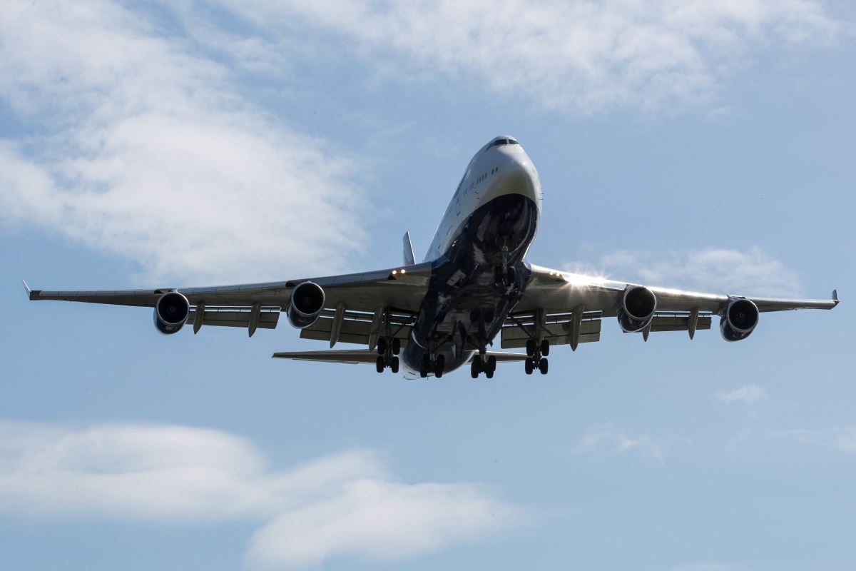 a plane flying in the sky