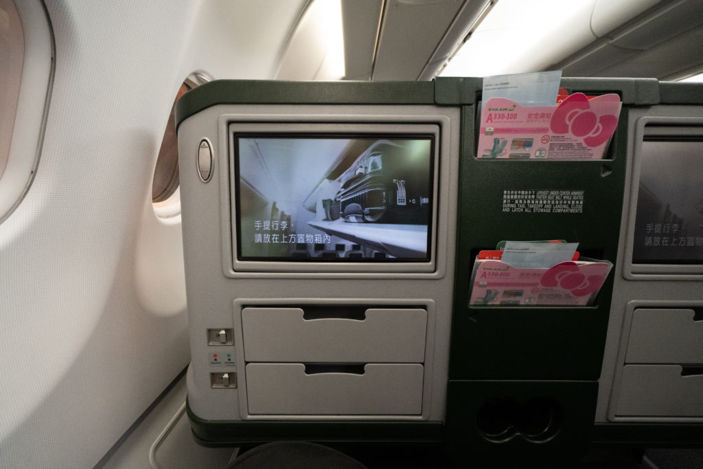 a small screen on a plane