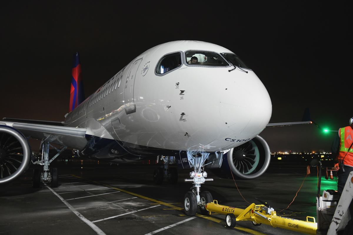 a plane on the runway