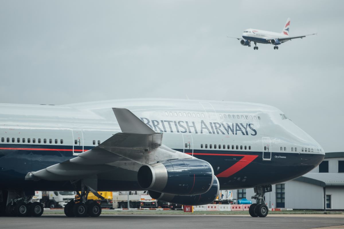 a large airplane on the runway