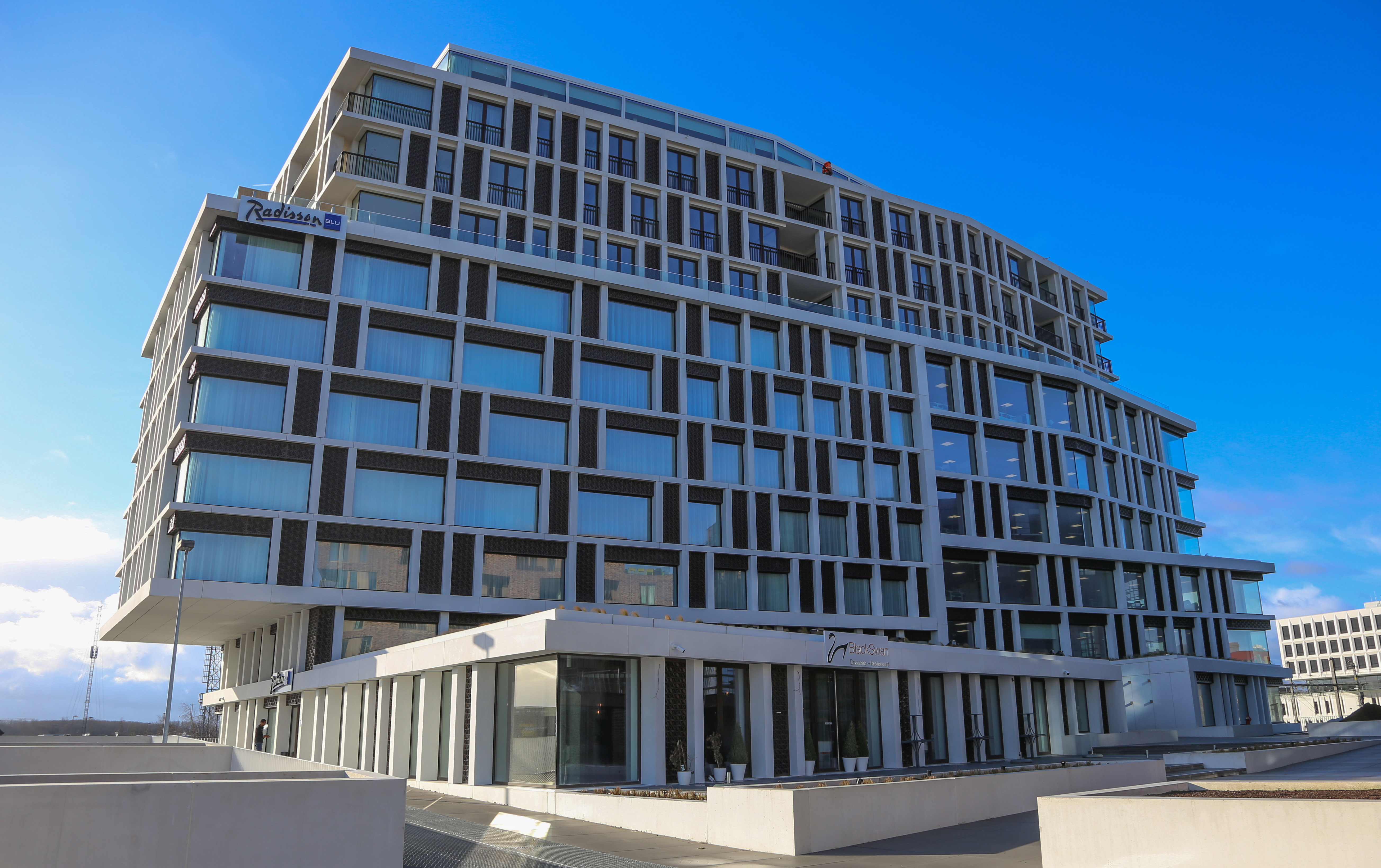 a building with many windows