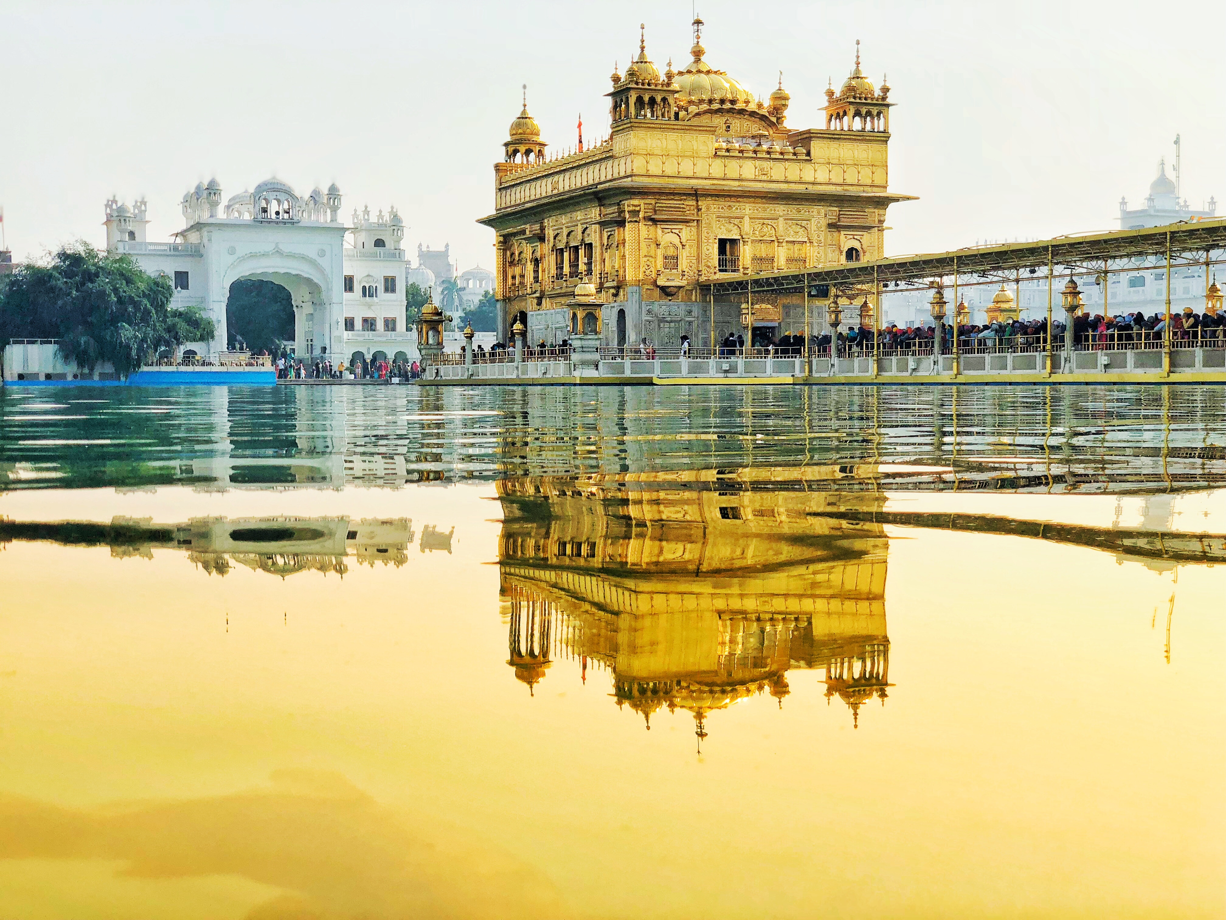 Harmandir Sahib with a body of water