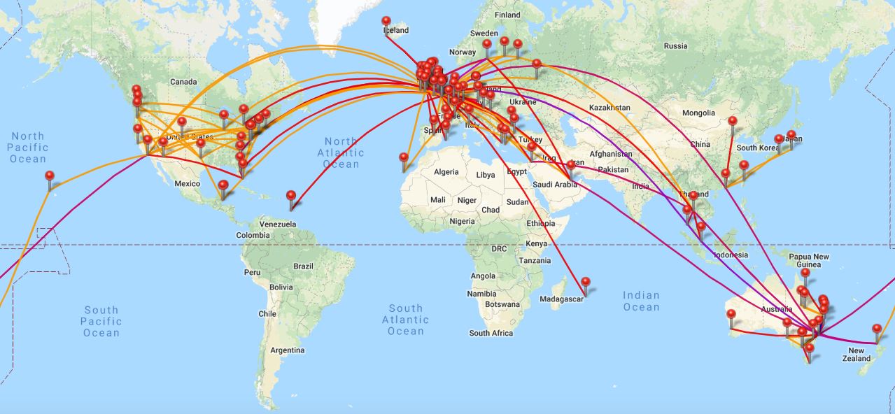 flight map of the world How About You Show Me Your Flight History Maps Travelupdate flight map of the world