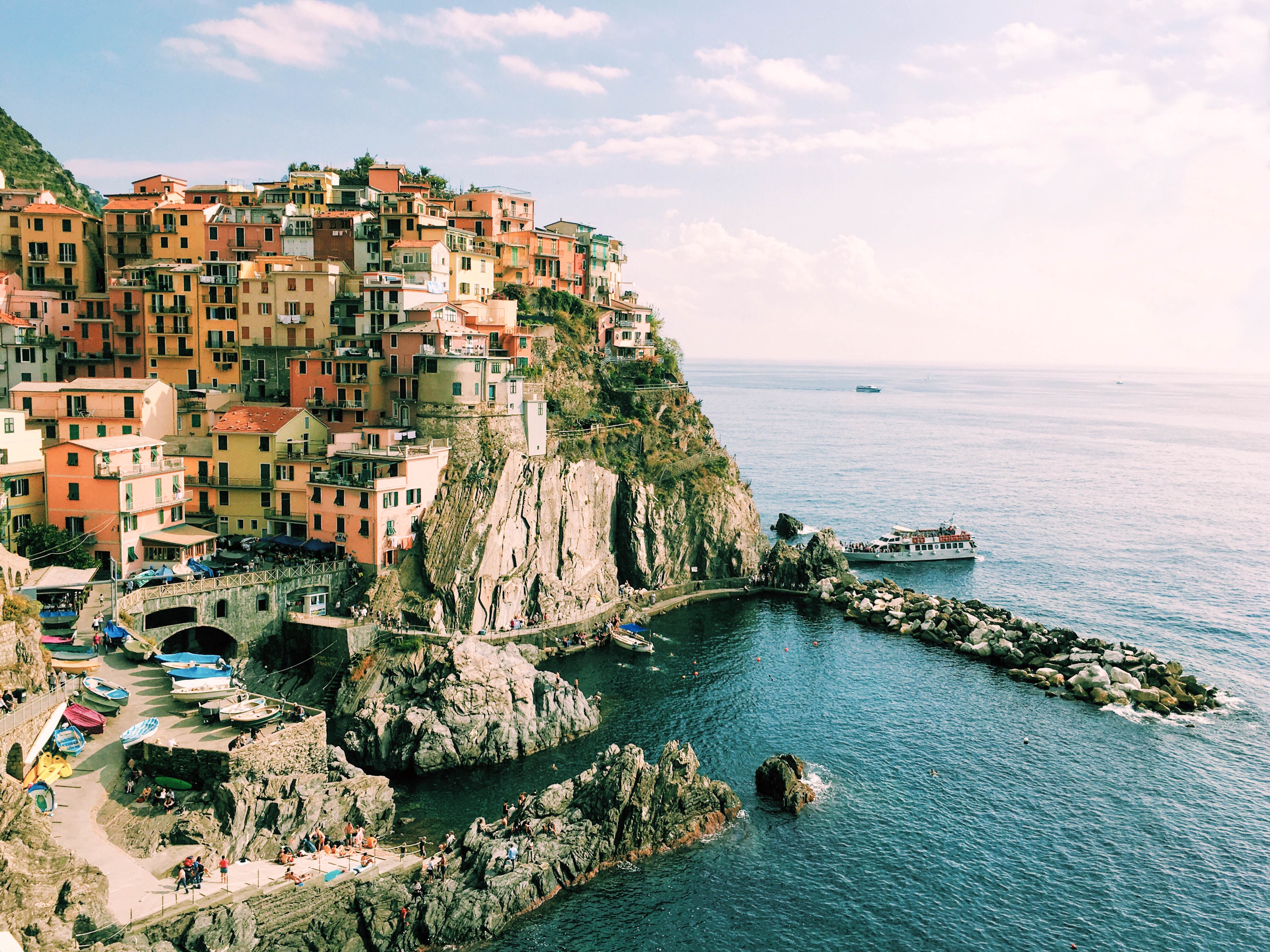 Cinque Terre on a cliff by the water