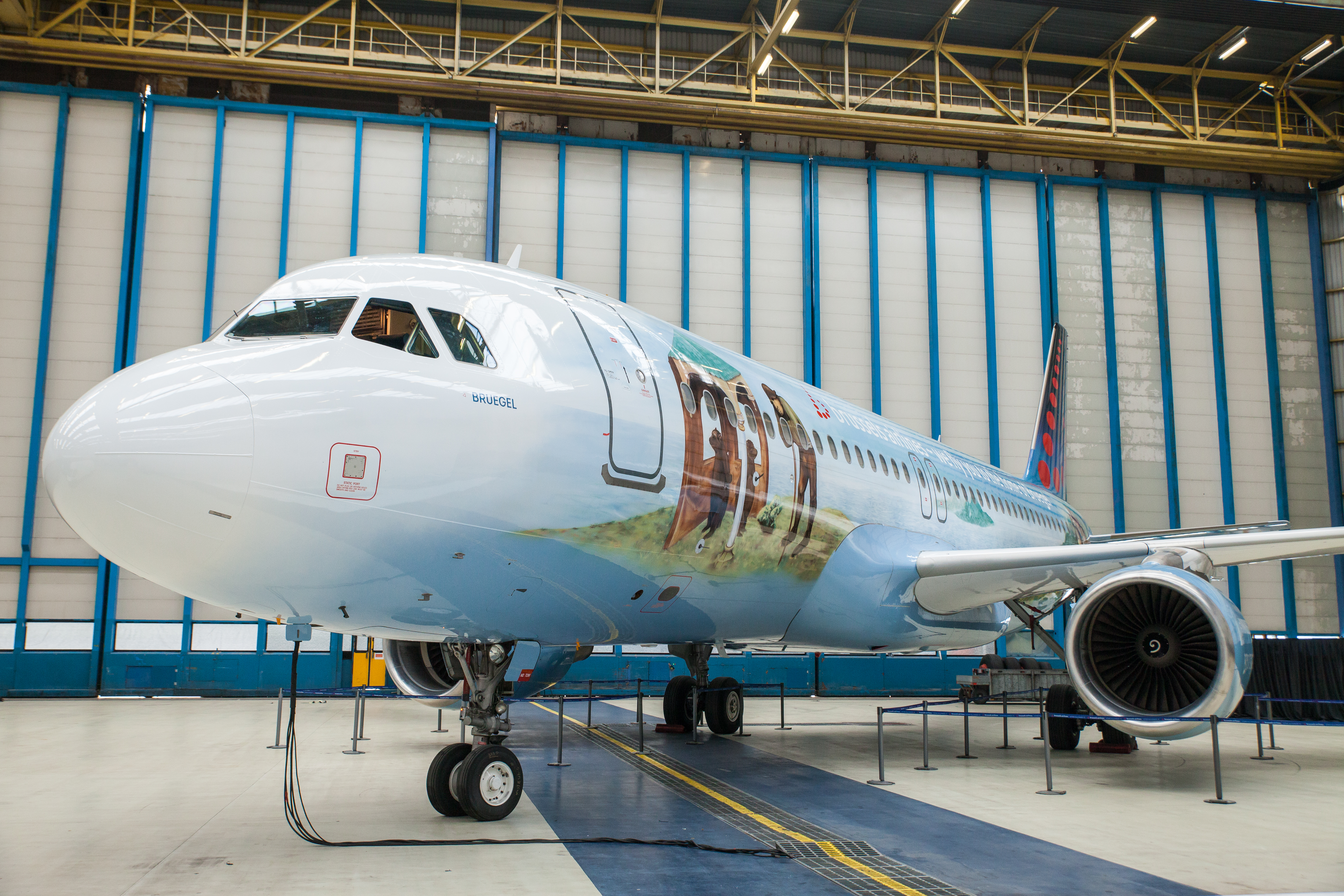 a plane in a hangar