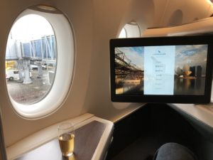 a screen on a table in a plane