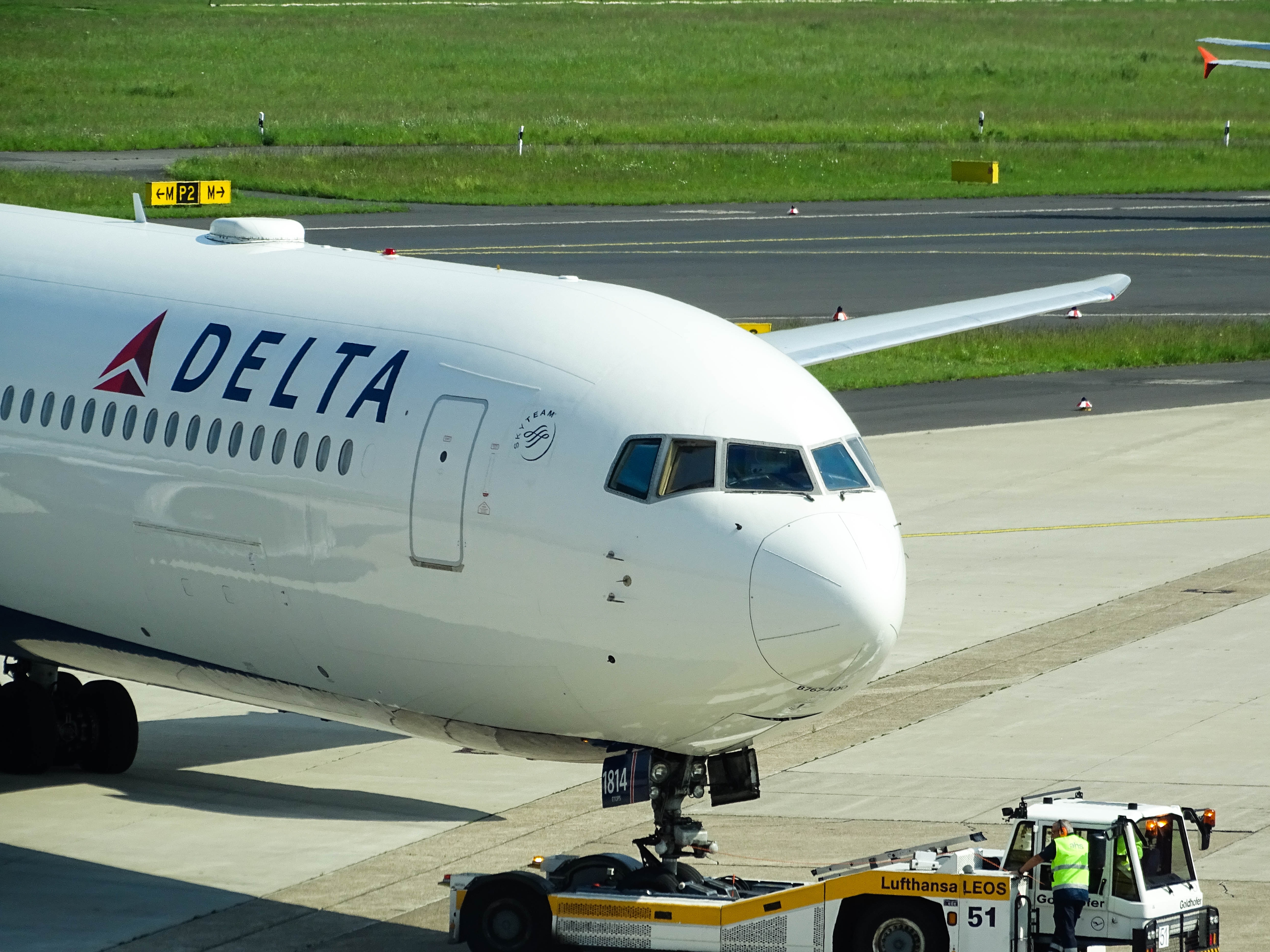 a plane on the runway