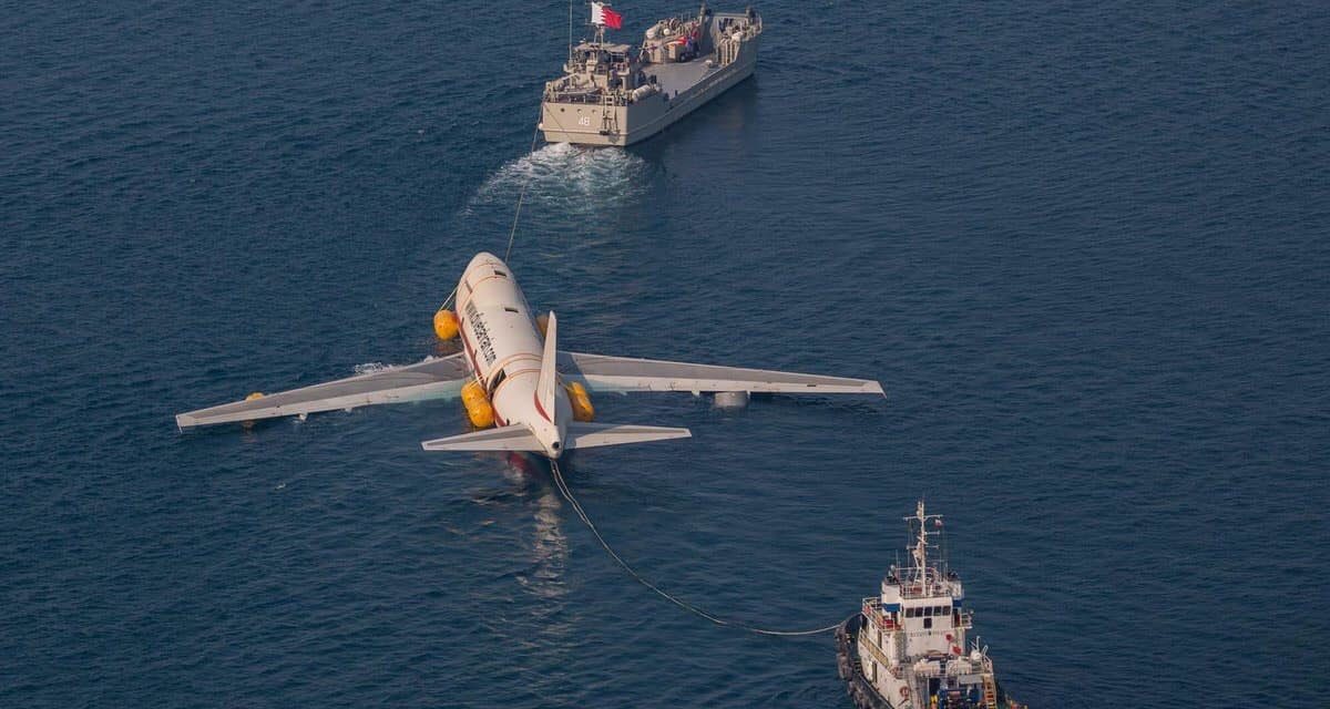 Here’s something you don’t see every day… a Boeing 747 in the sea!