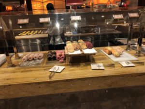 a display of donuts on a counter