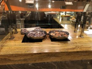 food on a counter in a restaurant