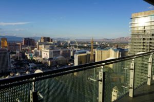 a view of a city from a balcony