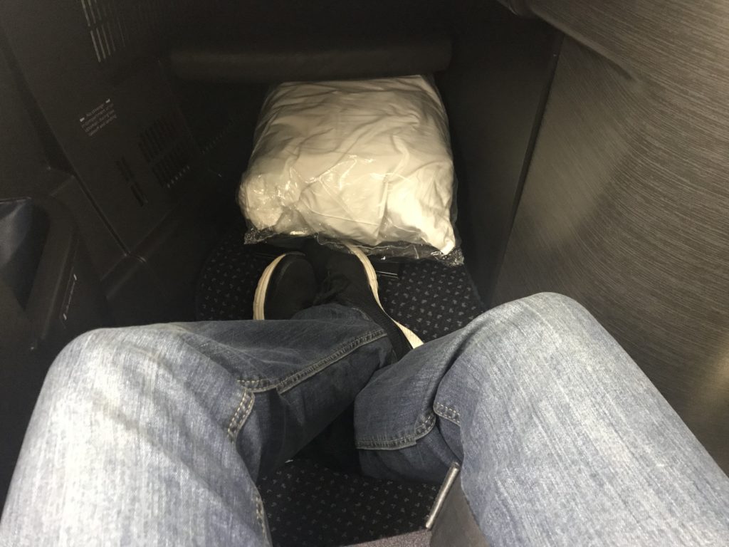a person's legs in a plastic bag