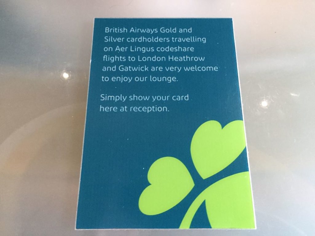 Aer Lingus lounge Dublin British Airways access