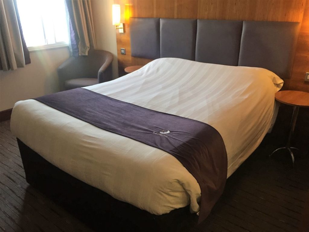 The bed at the Premier Inn Manchester Deansgate Locks