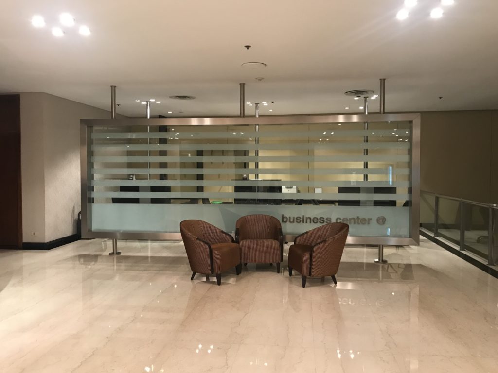 a group of chairs in a lobby