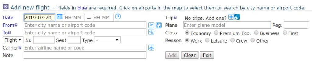 openflights input form