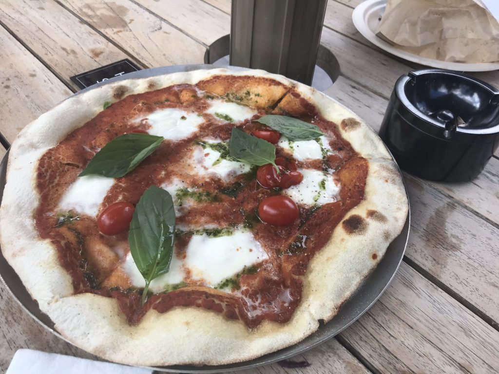 a pizza on a plate
