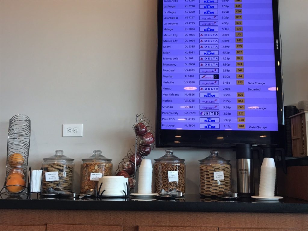 a display of food on a counter