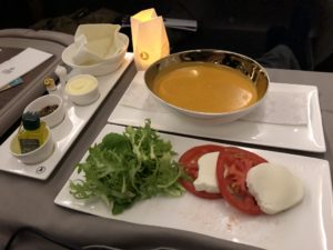 a plate of food on a tray