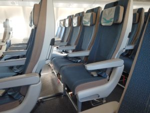 a row of seats in an airplane