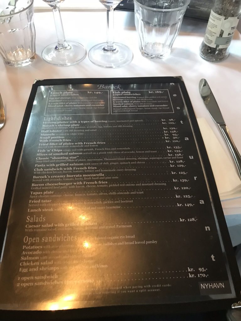 a menu on a table