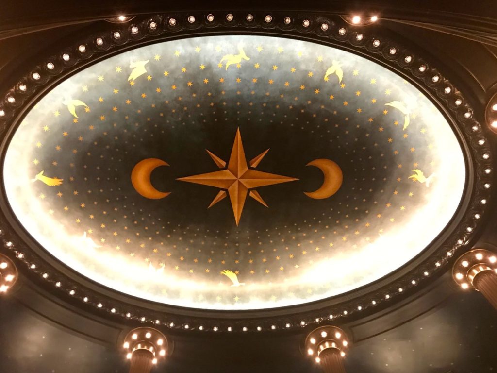 a ceiling with a star and moon
