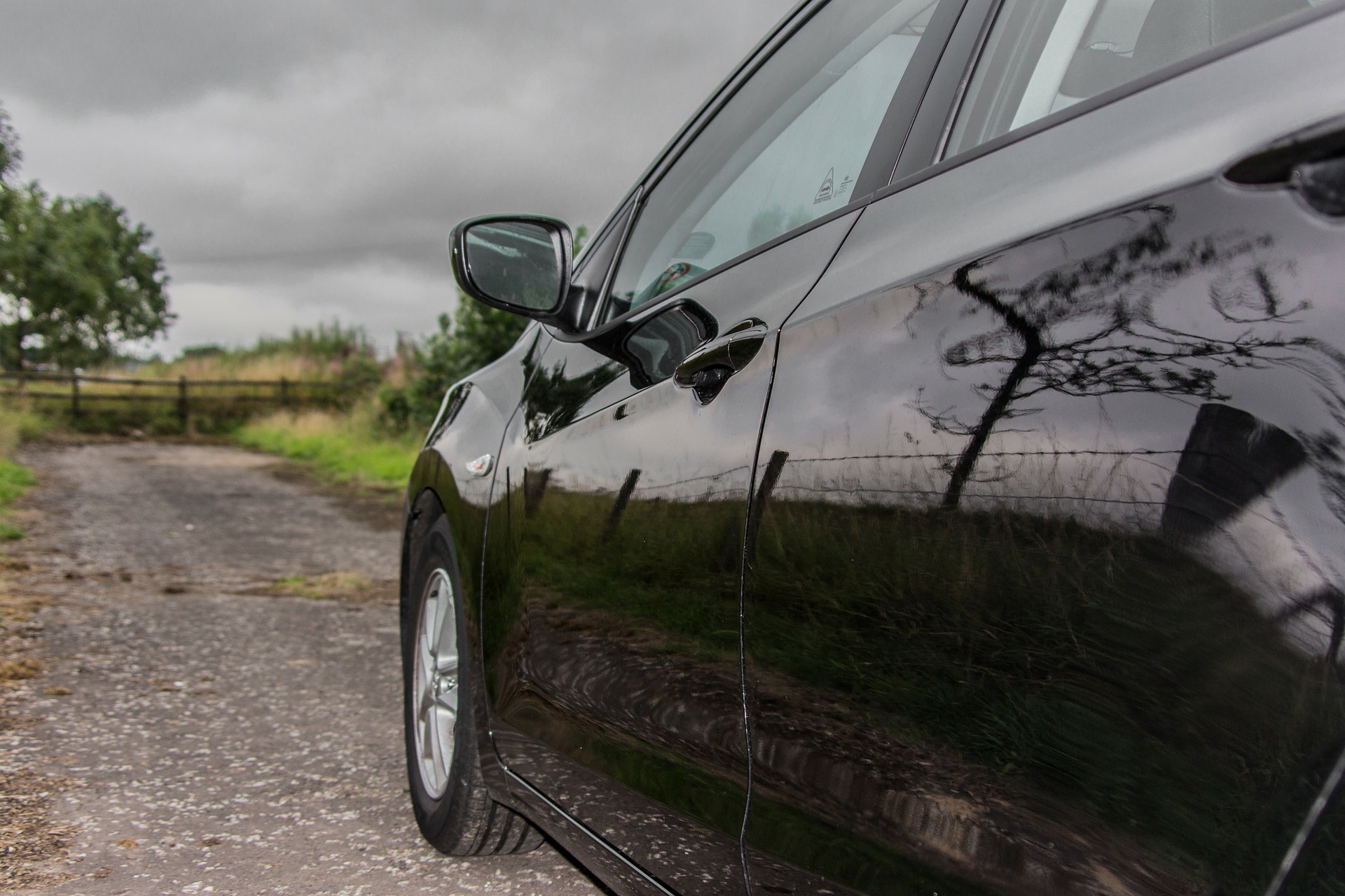 a car parked on the side of a road