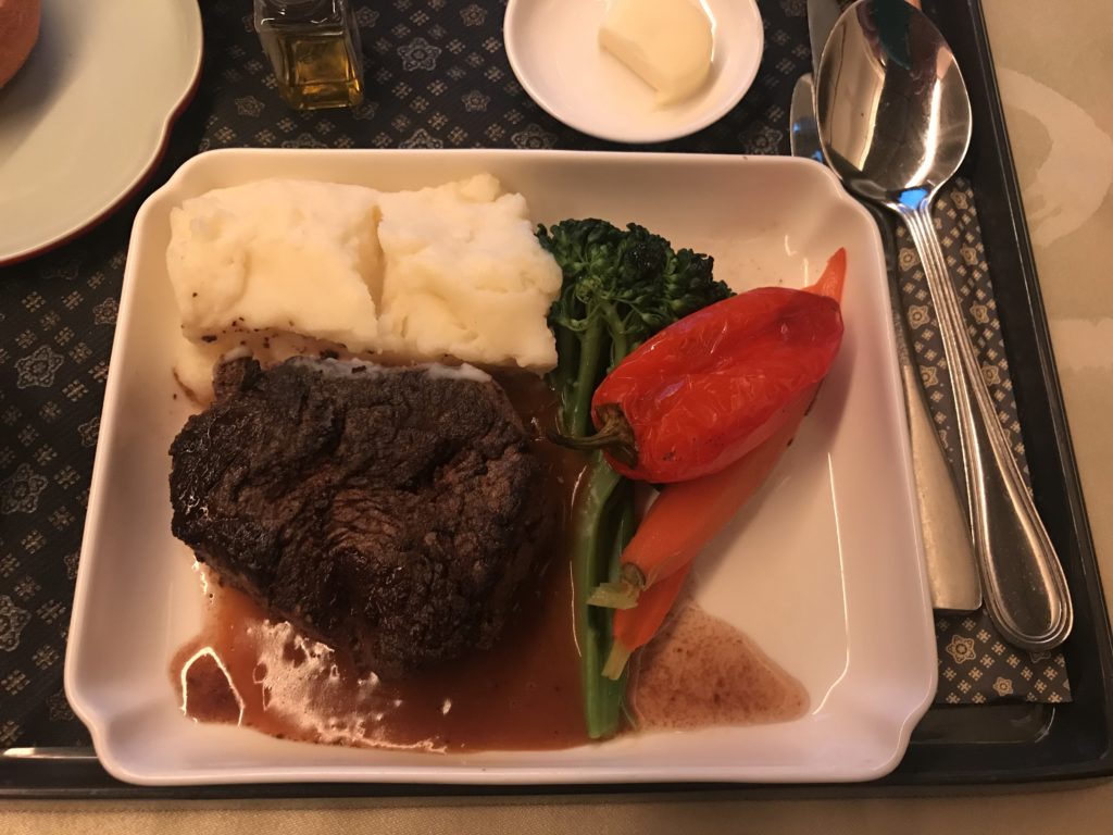 China Airlines 777-300ER Business Class dinner