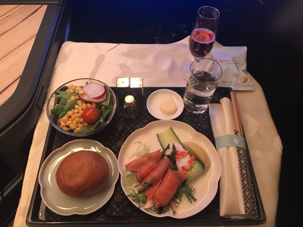 China Airlines 777-300ER Business Class appetizer